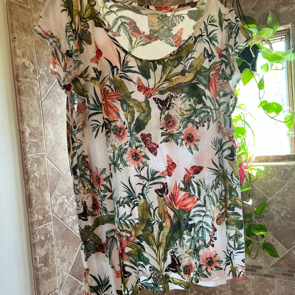 H&M Multicolor Floral and Butterfly Blouse